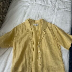Yellow Short Sleeve Button-Up Shirt